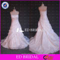 Real Sample Strapless Lace Appliqued Ruffle Taffeta Wedding Dresses For Fat Woman
